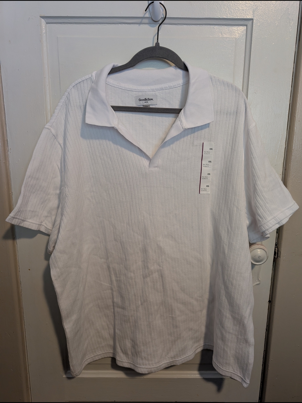 Lightweight Men's White Ribbed Polo Goodfellow & Co XXL